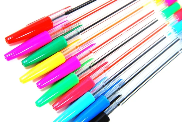 Set Colored Ball Pens Isolated White Background — Stock Photo, Image