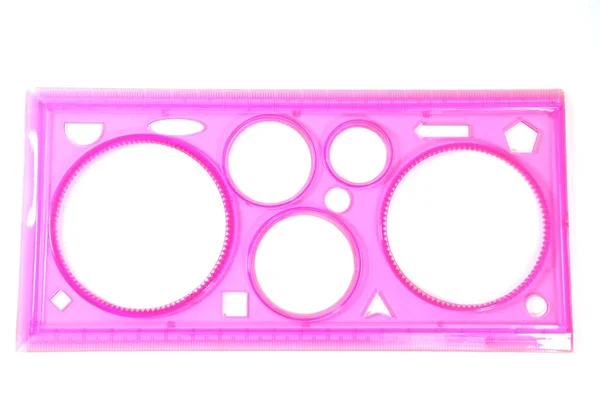 Pink Ruler White Background — Stock Photo, Image