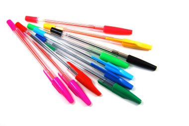 Color pens on white background clipart