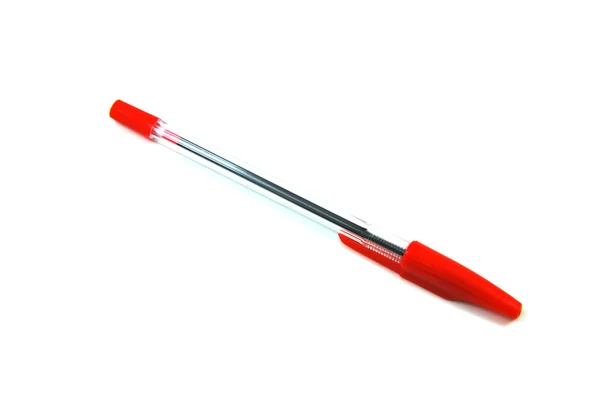 白い背景の赤いペン — ストック写真