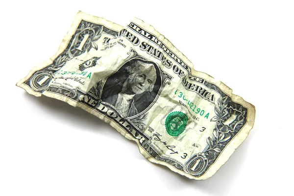 Close One Dollar White Background — Stock Photo, Image