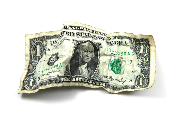 Beyaz Zemin Üzerinde Bir Dolar Kadar Yakın — Stok fotoğraf
