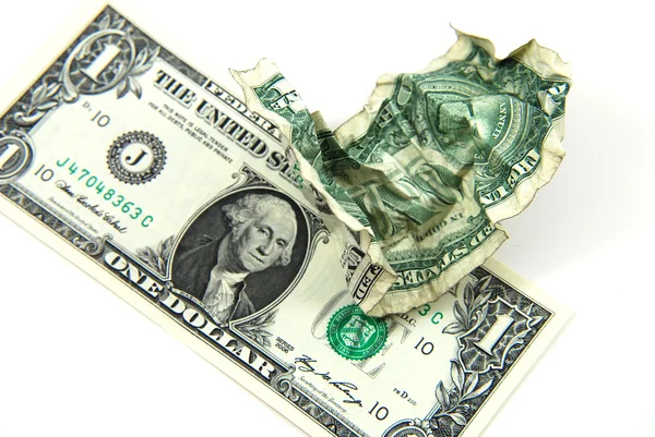 Nahaufnahme Einen Dollar Auf Weißem Hintergrund — Stockfoto
