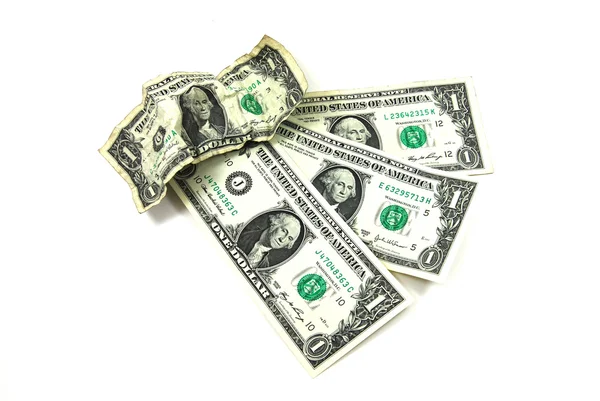 Nahaufnahme Einen Dollar Auf Weißem Hintergrund — Stockfoto