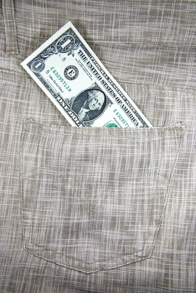 Linen Pocket One Dollar — Stock Photo, Image