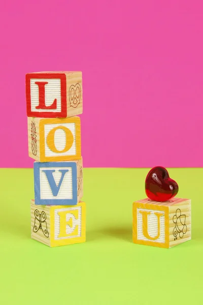 Childrens Blocks Spell Words Love You Bright Colors — Stock Photo, Image