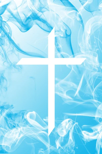 蓝色烟雾十字架 — 图库照片