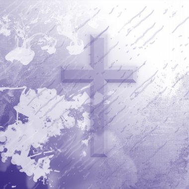 Purple and white used in a christian themed background distressed with cross. clipart