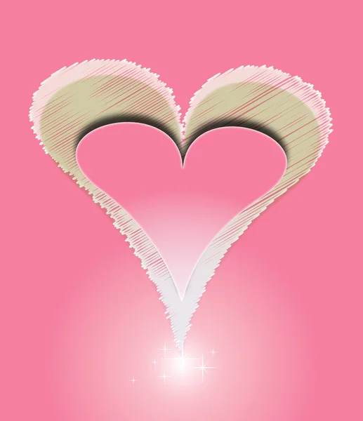 Vecteur rouge Coeur d'amour avec fond rose brillant — Image vectorielle