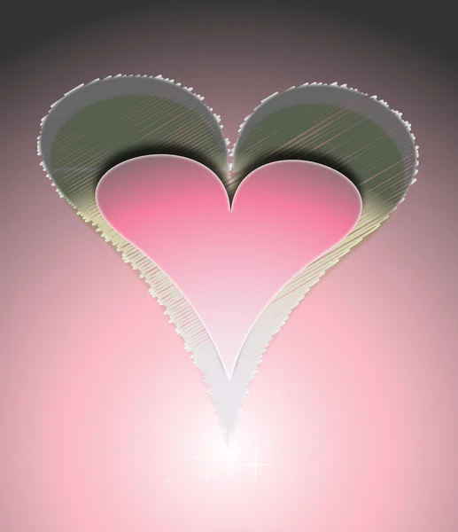 Vetor vermelho Coração de amor com fundo rosa brilho — Vetor de Stock