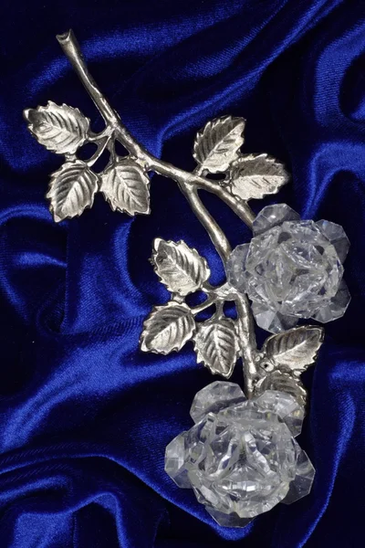 Silver rose with crystals from Svarovski — Stockfoto