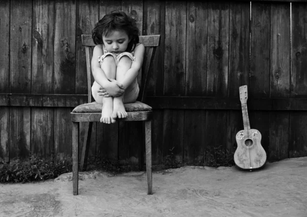 Девушка с гитарой Стоковая Картинка