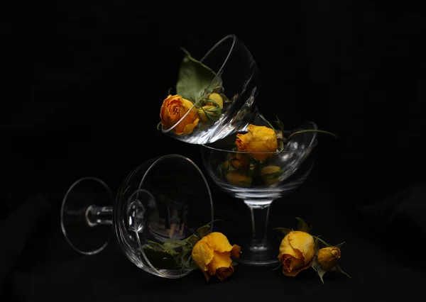 stock image Glass and roses