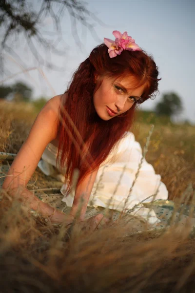 Portrait of the red-haired girl — Stock Photo, Image