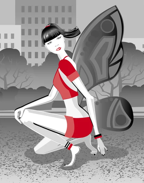 La fille - papillon . — Image vectorielle