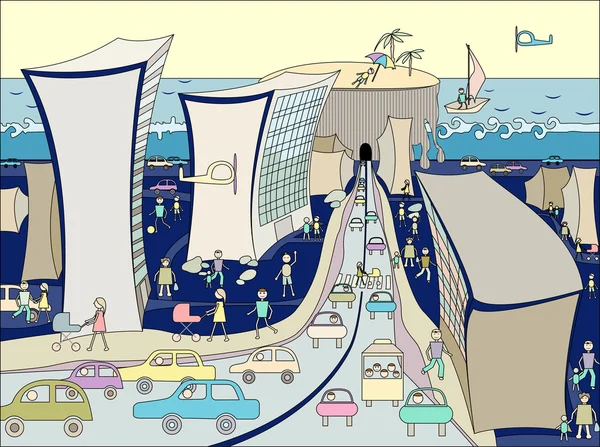 Caricature de la ville . — Image vectorielle