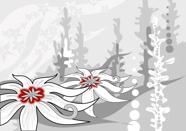 Karlı Dağ Zemin Çiçek Kompozisyon Kış Arka Plan — Stok Vektör