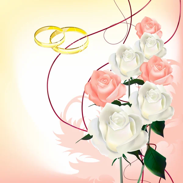 Весільний Букет Троянд Листівки Запрошень — стоковий вектор