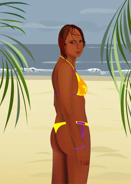 La chica en la playa — Archivo Imágenes Vectoriales