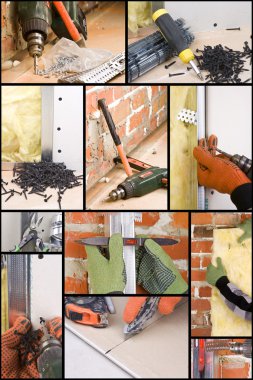 Repaining tools, screw, wall and instalation clipart