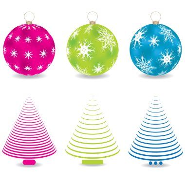 Set of colorful christmas trees illustrations vector clipart