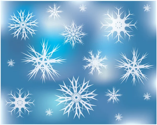 Set of white vector snowflakes - abstract background — Stock Vector