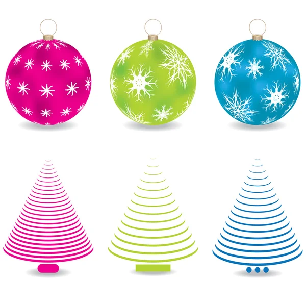 Conjunto Coloridos Árboles Navidad Ilustraciones Vector — Vector de stock