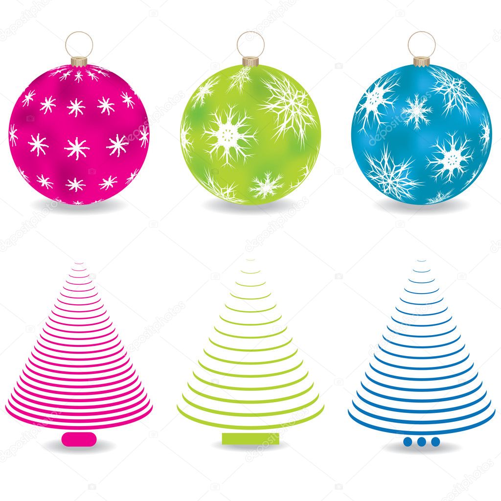 Set of colorful christmas trees illustrations vector
