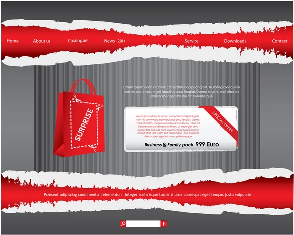 Modelo de site - design de papel rasgado —  Vetores de Stock