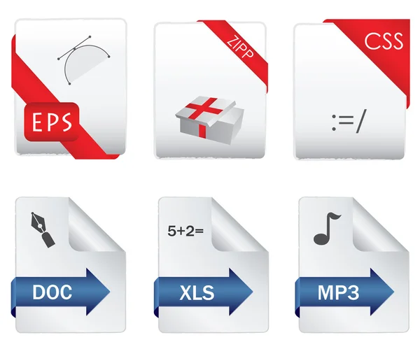 Set di icone dettagliate dell'estensione del file vettoriale — Vettoriale Stock