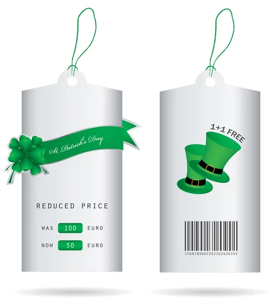 Speciale prijs tags voor St. Patrick de dag — Stockvector