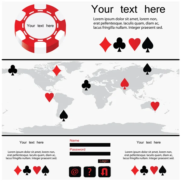 Design de poker - modelo de site — Vetor de Stock