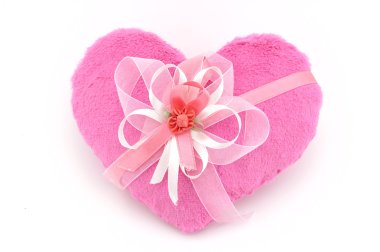 Soft toy pink heart. Valentine's Day.