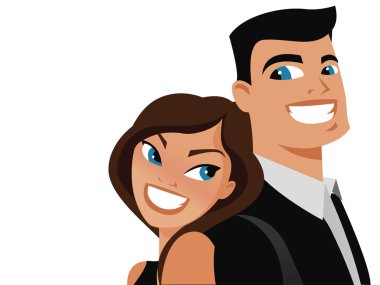 Happy couple back to back clipart