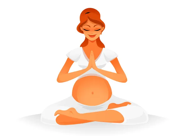 Έγκυος Γυναίκα Κάνει Απεικόνιση Yoga Vector Βάση — Διανυσματικό Αρχείο