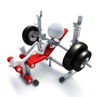 3D character bench pressing clipart