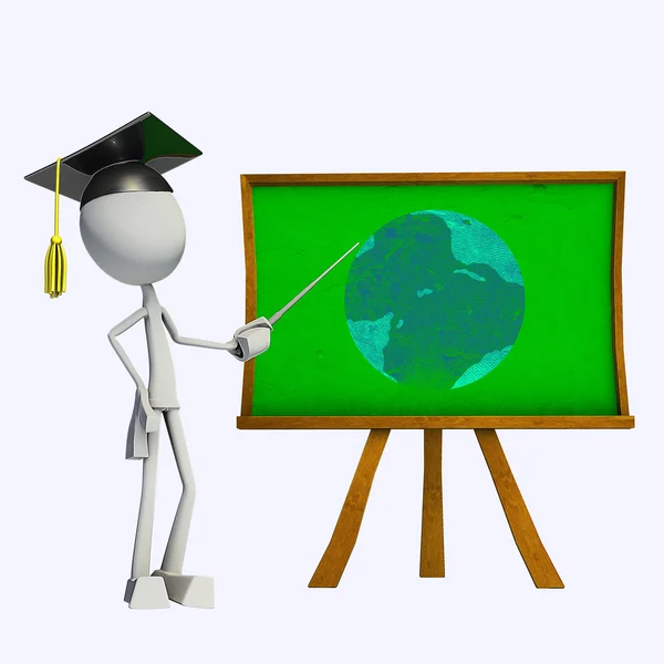 Teacher Teaching Green Board Made Software Isolated White Background — Stock Photo, Image