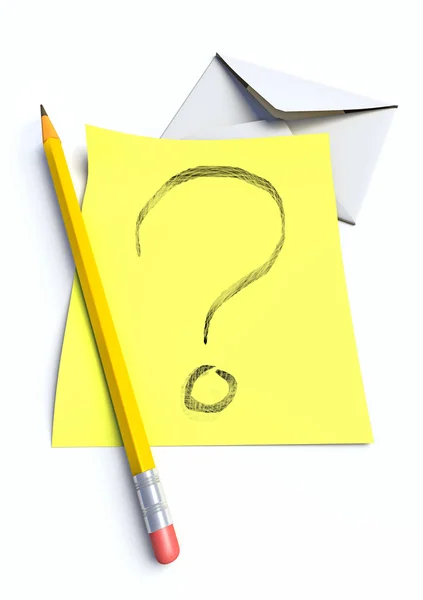 Note Pen Written Question Mark Made Isolated White Background — Stock Photo, Image