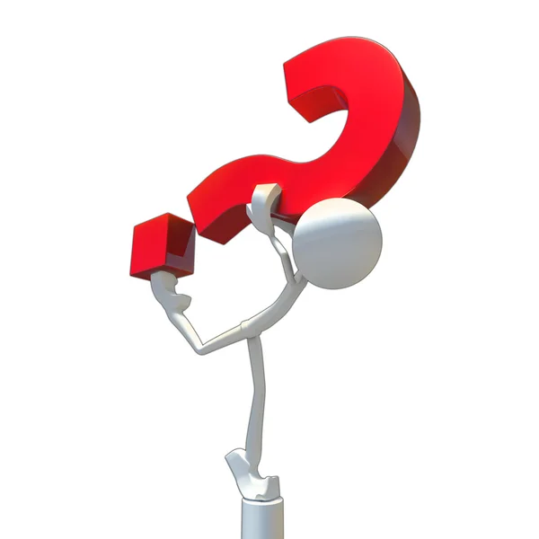 3D character balancing question mark. — Stock Photo, Image