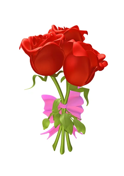 3D τριαντάφυλλα δεμένα μαζί με μια κορδέλα — Φωτογραφία Αρχείου