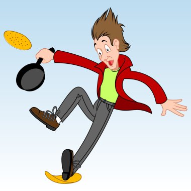 Pancake day race runner falls clipart