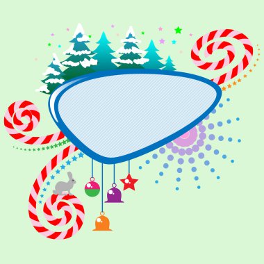 Frame with Christmas trees and candies clipart