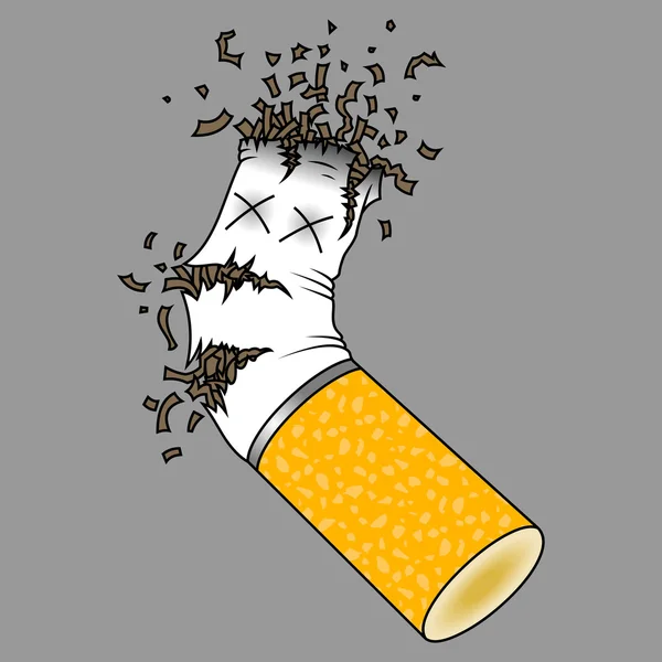 Illustration Crushed Cigarette Butt Gray Background — Stock Vector