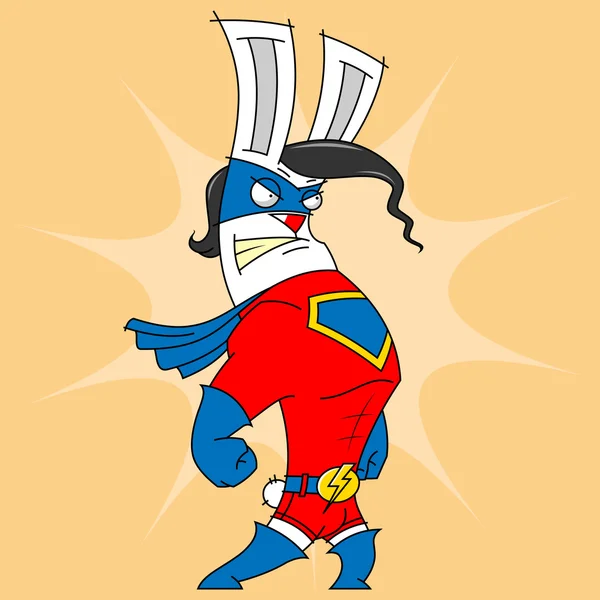 Illustration White Rabbit Superhero — Stock Vector