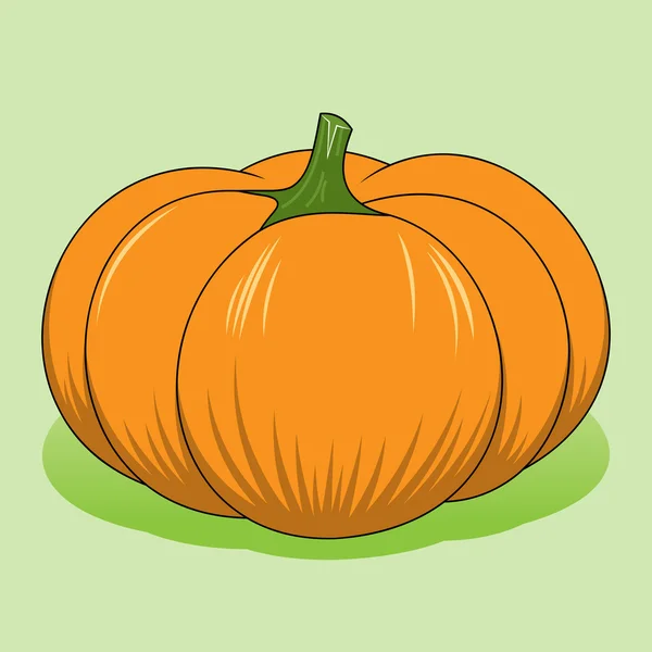 Illustrazione Una Zucca Arancione Sfondo Verde Chiaro — Vettoriale Stock