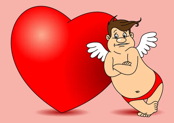 Cupido y corazón — Vector de stock