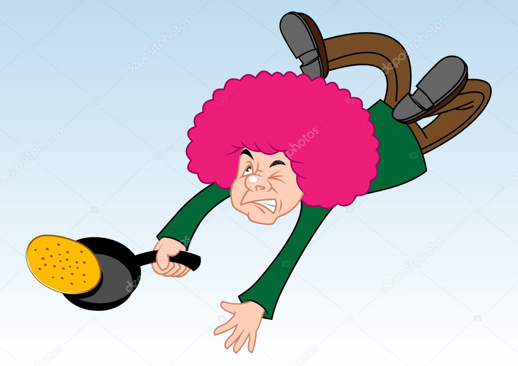 Illustration of a person who participates in a race with pancakes