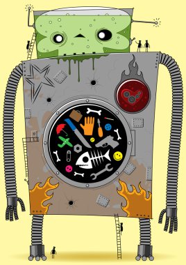 Giant robot washing machine clipart