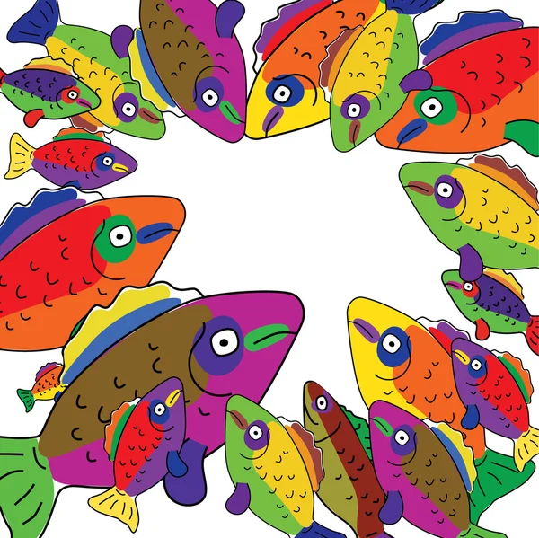五彩的鱼儿在池塘里说话 — 图库矢量图片