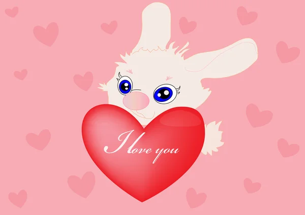 Bunny with a heart — Stock Vector